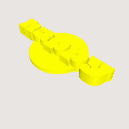 Bright Yellow "Happy" Lettering on Round Base preview
